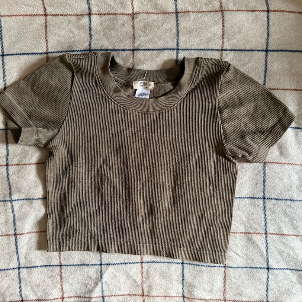 army green Short Sleeve Crop baby tee cropped Top